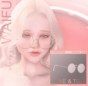 Second Life Marketplace - #sleepy Waifu Round Glasses .dae & TGA files